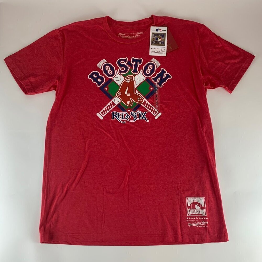 Boston Red Sox MLB Red Mitchell & Ness Crewneck Shirt Mens Large New